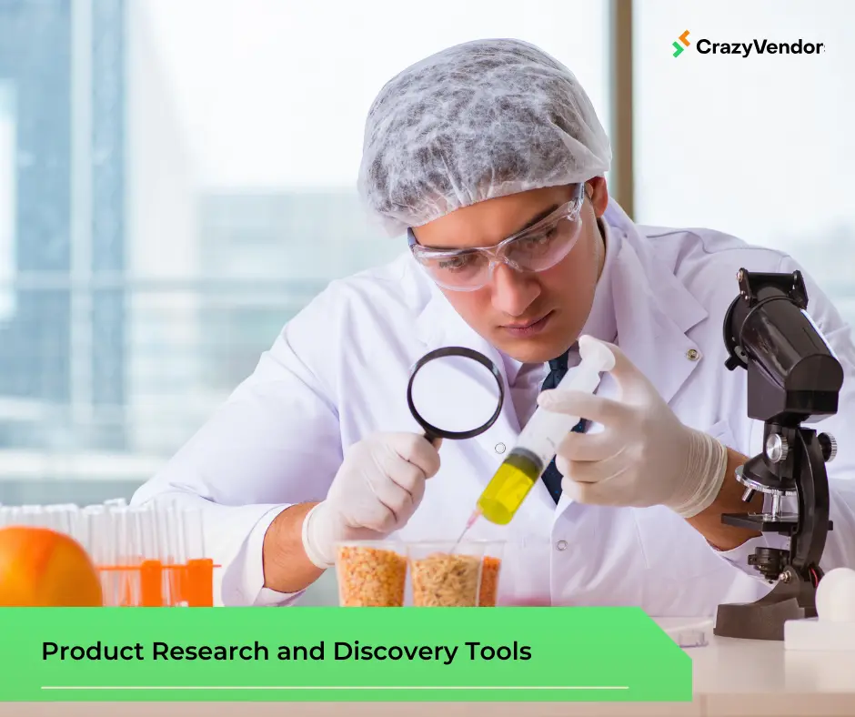 Metaphorical research represented by a syringe injecting insights into eCommerce strategy, symbolizing deep product research and analysis.