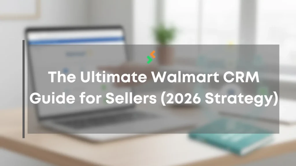 feature image with the title text and the background having a laptop with walmart crm but kinda blurred for aesthetics